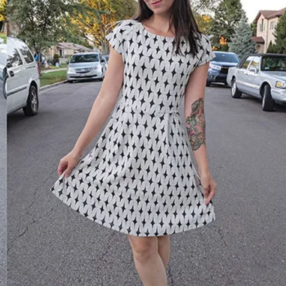 Renee C. Addae Knit Skater Dress Large Made in USA